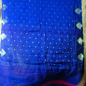 Blue Cotton Soft Saree.