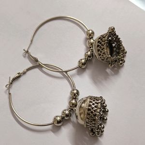 Silver Round Jhumka