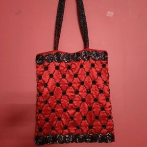 Satin Red Hand Bag