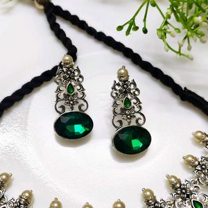 Bottle Green Statement Choker Set