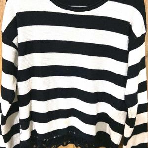 Black and White Combo Mixture Sweater Top