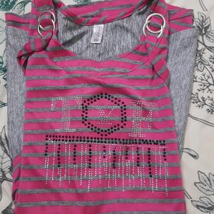 Pink And Grey Tunic Top