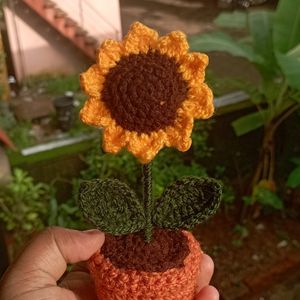 Handmade Crochet Sunflower Pot