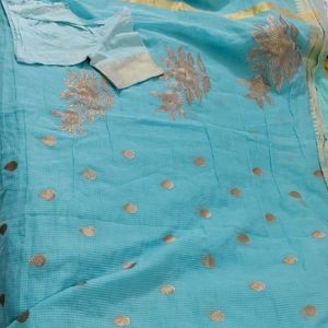 Tissue Cotton Saree With Blouse