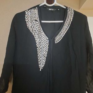 Black Designer Diamond Work Kurti Short