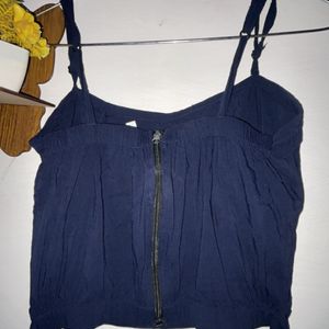 navy blue knot crop top