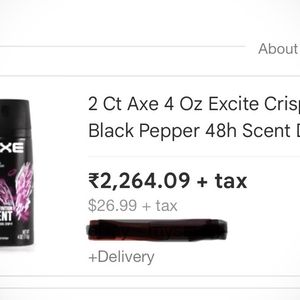 2 Ct Axe 4 Oz Excite Crisp CoconutBlack Pepper 48h