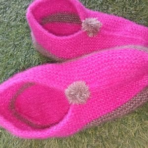 Pink Woollen Socks For Women