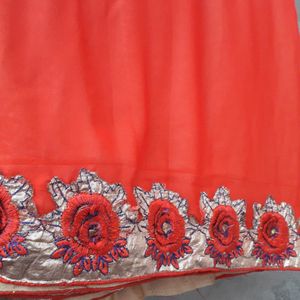 Party Wear Red Saree