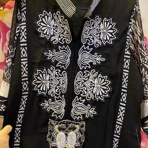 Black Embroidered Georgette Kurta