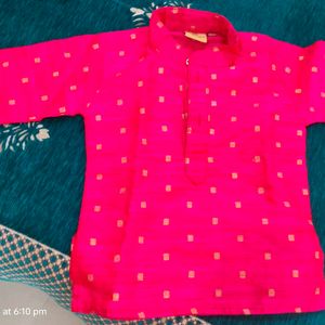 Rose Pink Colour Kurta For Kids