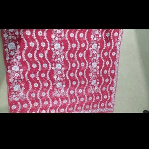 Pink Saree With Silver Prints