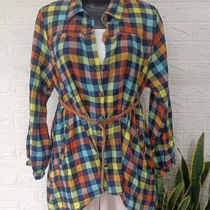 Checkered High Low Shirt