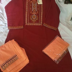 Khadi Cotton Suit With Stretchable Botton