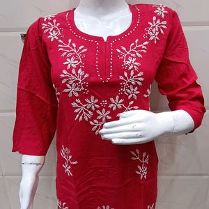 Lakhnavi Hand Embroidery Short Kurti