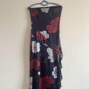 Newme Asia Tube Maxi Bodycon Black Floral Dress