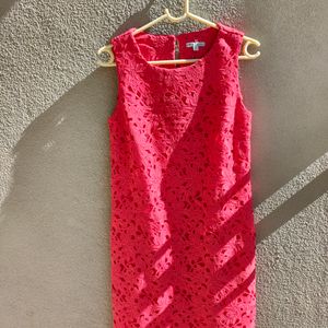 Coral Lace Shift Dress