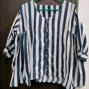 Party Wear Trendy Blue & White Lining Top