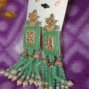 Green Long Earring