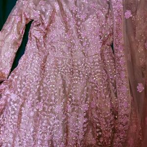 Elegant Rose Gold Anarkali Gown