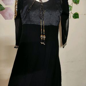 Black Anarkali with Churidar 🐈‍⬛🖤