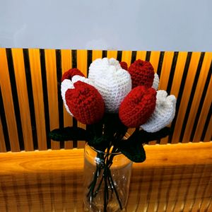 Pack Of 6 Crochet Red Tulips 🌷