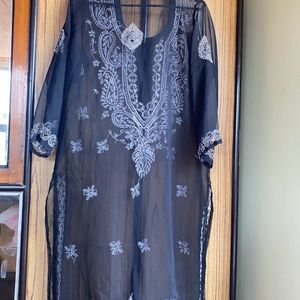 Black Chikankari Kurti With Inner And Plazo