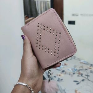 Pink Hand Wallet For Money And Cards