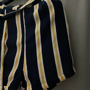 Navy Stripe Tie Up Shorts