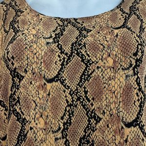 Black And Russet Brown Snake Print Top For Women's