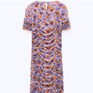 Zara Floral Ruched Bodycon Dress