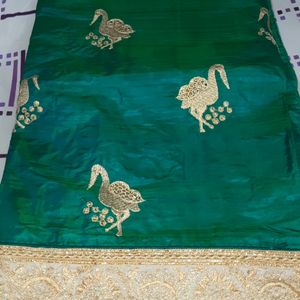 Butter silk sari (sea green )