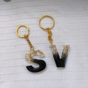 Resin Art Keychains In Black Colour