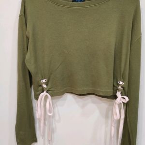 Olive Knot Crop top