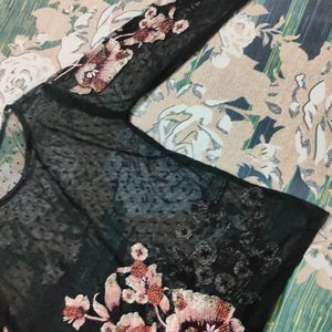 Black Sheer Floral Elegant Top 🤩