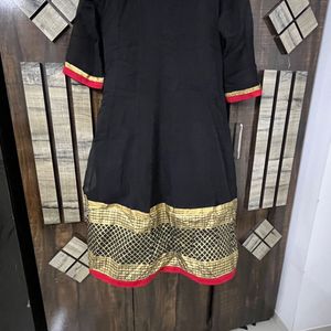 Black Anarkali With Red Dupatta