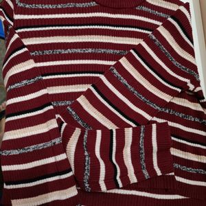 Knitted Stripped Cropped Pullover