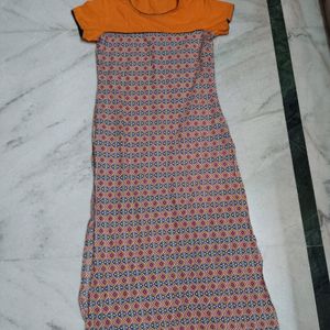 Pure cotton straight A-line kurti by Sangria.