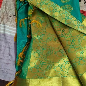 Silk Saree With Golden Zair Border