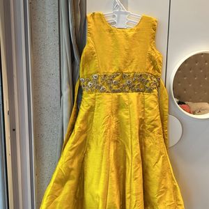 Yellow @ Navy Blue Ethnic Gown