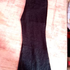 Casual Women Or Girls Flared Trouser Shine Black