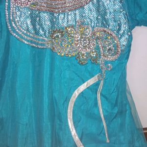 Blue Party Wear Net Dress