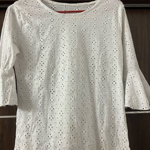 White Holes Embroidered Top