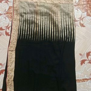 Black Colour Zardozi Work Party Wear Saree With Be