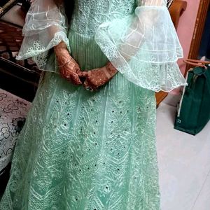 Pastel Green Colour Wedding Wear Dress