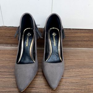 Grey Velvet 4 Inch Heels, Size 35