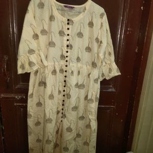 Women Loose Cotton Anarkali Kurta Dress