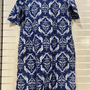 Blue White Printed Kurta