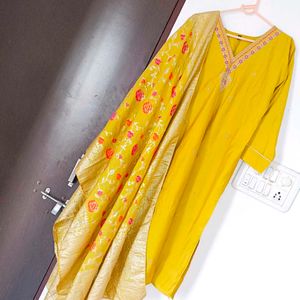 Mustard Coloured Kurta Set