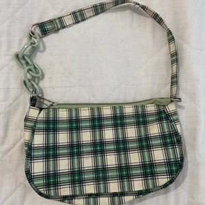 Green Checkered Shoulder Bag